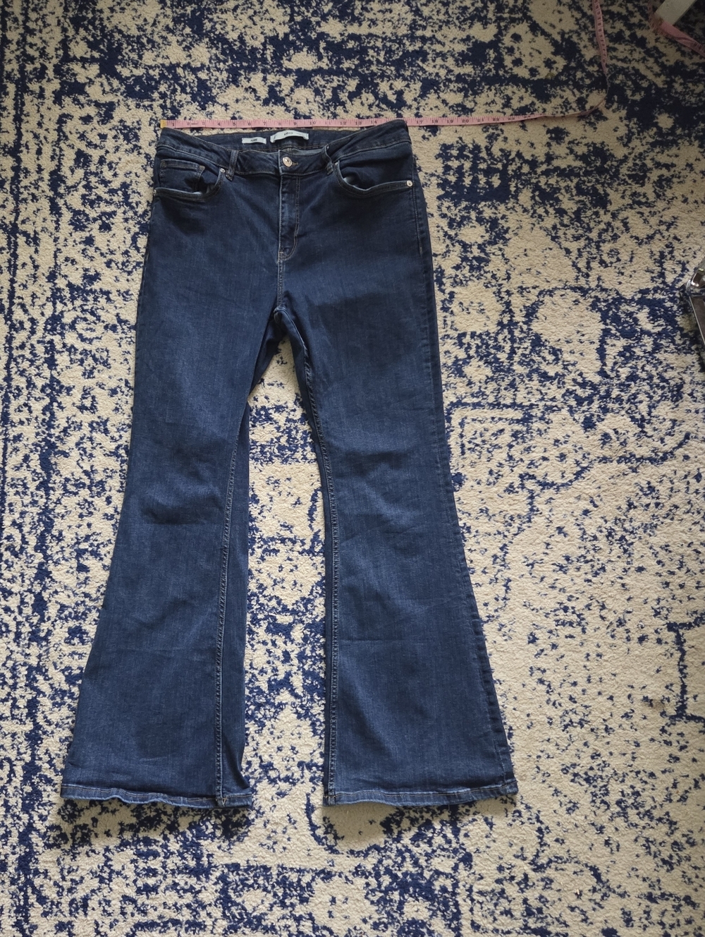 Women’s Dark Blue Flare Jeans - Mid-Rise Stretch